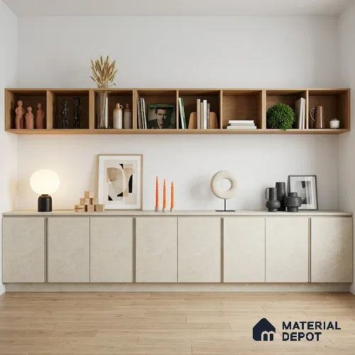 Beige Marble Look LM 18816 8 ft x 4 ft Texture Finish Decorative Laminate - 1 mm | Suitable for TV Unit, Wardrobe, Kitchen Cabinets