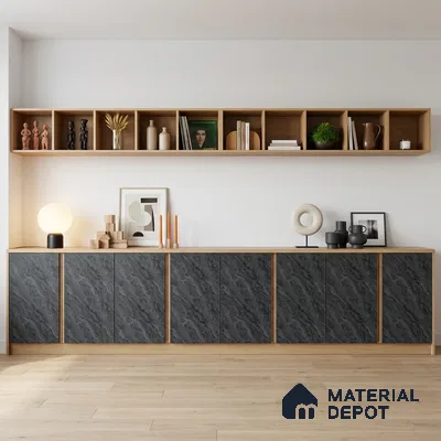 Grey Marble Look LM 18817 8 ft x 4 ft Texture Finish Decorative Laminate - 1 mm | Suitable for TV Unit, Wardrobe, Kitchen Cabinets