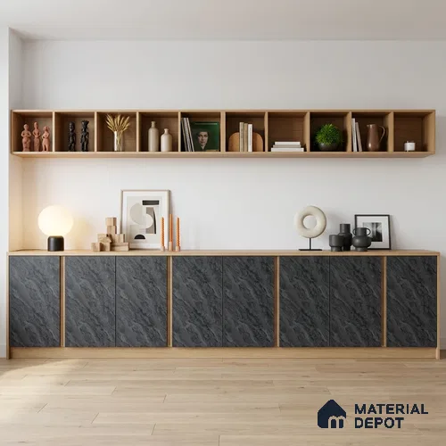 Grey Marble Look LM 18817 8 ft x 4 ft Texture Finish Decorative Laminate - 1 mm | Suitable for TV Unit, Wardrobe, Kitchen Cabinets