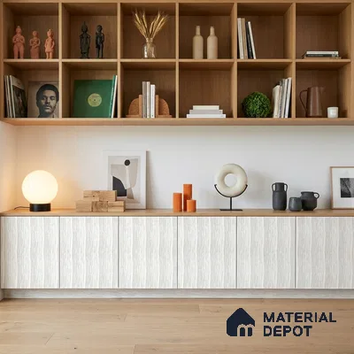 Beige Marble Look LM 18818 8 ft x 4 ft Texture Finish Decorative Laminate - 1 mm | Suitable for TV Unit, Wardrobe, Kitchen Cabinets