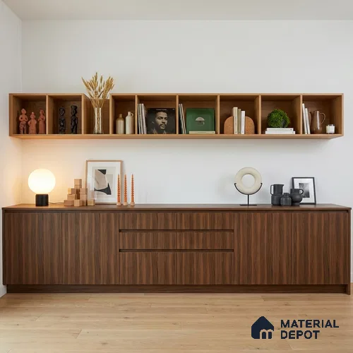 Wooden Look LM 19180 Wattle Juglans 8 ft x 4 ft Texture Finish Decorative Laminate - 1 mm | Suitable for TV Unit, Wardrobe, Kitchen Cabinets
