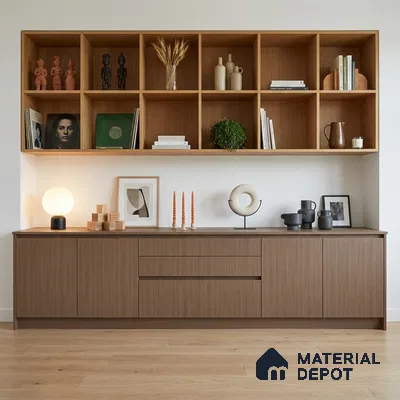 Wooden Look LM 19185 Est. White Pinus 8 ft x 4 ft Texture Finish Decorative Laminate - 1 mm | Suitable for TV Unit, Wardrobe, Kitchen Cabinets