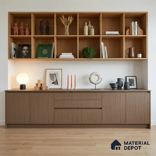 Wooden Look LM 19185 Est. White Pinus 8 ft x 4 ft Texture Finish Decorative Laminate - 1 mm | Suitable for TV Unit, Wardrobe, Kitchen Cabinets