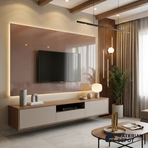 Metallic Look LM 19190 Rose Gold 8 ft x 4 ft Glossy Finish Decorative Laminate - 1 mm | Suitable for TV Unit, Wardrobe, Kitchen Cabinets