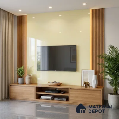 Metallic Look LM 19193 Metallic White 8 ft x 4 ft Glossy Finish Decorative Laminate - 1 mm | Suitable for TV Unit, Wardrobe, Kitchen Cabinets