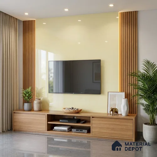 Metallic Look LM 19193 Metallic White 8 ft x 4 ft Glossy Finish Decorative Laminate - 1 mm | Suitable for TV Unit, Wardrobe, Kitchen Cabinets