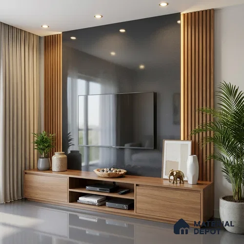 Metallic Look LM 19194 Metallic Grey 8 ft x 4 ft Glossy Finish Decorative Laminate - 1 mm | Suitable for TV Unit, Wardrobe, Kitchen Cabinets