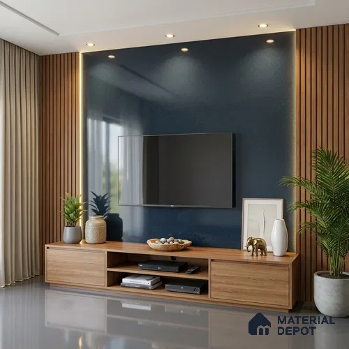 Metallic Look LM 19195 Metallic Blue 8 ft x 4 ft Glossy Finish Decorative Laminate - 1 mm | Suitable for TV Unit, Wardrobe, Kitchen Cabinets