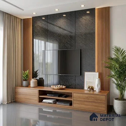 Marble Look LM 19200 Haemus Marble 8 ft x 4 ft Glossy Finish Decorative Laminate - 1 mm | Suitable for TV Unit, Wardrobe, Kitchen Cabinets