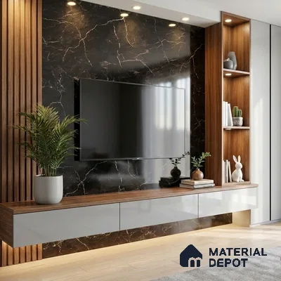 Marble Look LM 19202 Rosso Levanto Marble 8 ft x 4 ft Glossy Finish Decorative Laminate - 1 mm | Suitable for TV Unit, Wardrobe, Kitchen Cabinets
