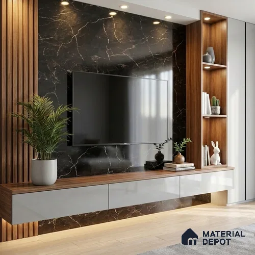 Marble Look LM 19202 Rosso Levanto Marble 8 ft x 4 ft Glossy Finish Decorative Laminate - 1 mm | Suitable for TV Unit, Wardrobe, Kitchen Cabinets