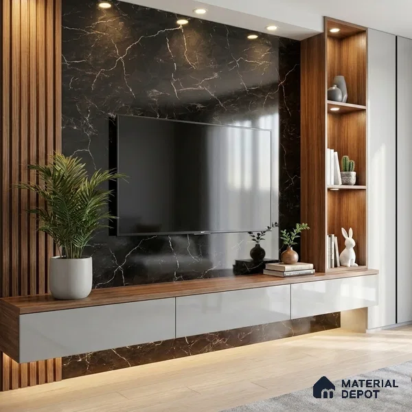 Marble Look LM 19202 Rosso Levanto Marble 8 ft x 4 ft Glossy Finish Decorative Laminate - 1 mm | Suitable for TV Unit, Wardrobe, Kitchen Cabinets