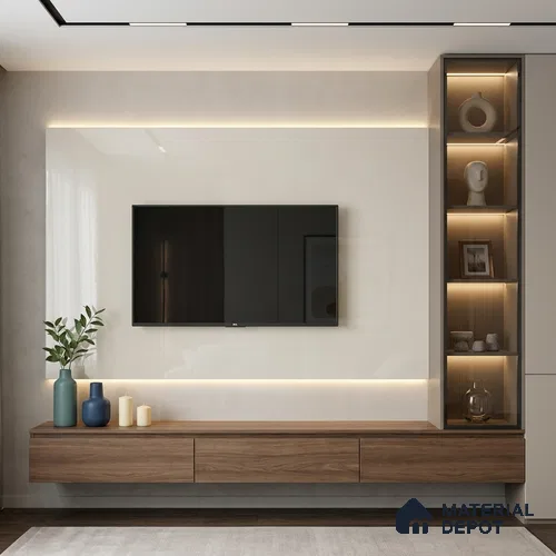 Solid Colors Look LM 19247 Frosty White 8 ft x 4 ft Glossy Finish Decorative Laminate - 1 mm | Suitable for Living Room, Kitchen, Office