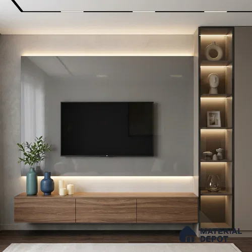 Solid Colors Look LM 19248 Light Grey 8 ft x 4 ft Glossy Finish Decorative Laminate - 1 mm | Suitable for Living Room, Kitchen, Office