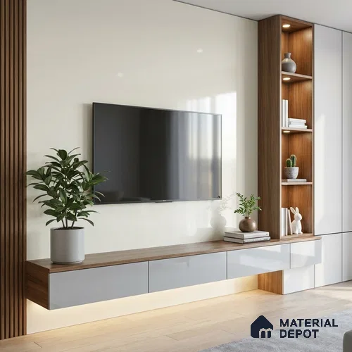 Solid Colors Look LM 19268 Off White 8 ft x 4 ft Glossy Finish Decorative Laminate - 1 mm | Suitable for Living Room, Kitchen, Office