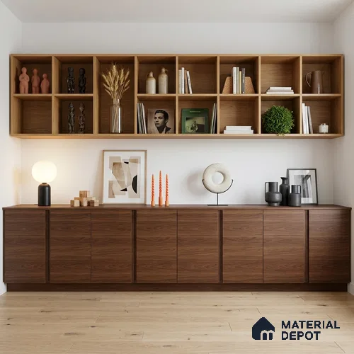 Wooden Look LM 19271 Polished Walnut 8 ft x 4 ft Texture Finish Decorative Laminate - 1 mm | Suitable for TV Unit, Wardrobe, Kitchen Cabinets