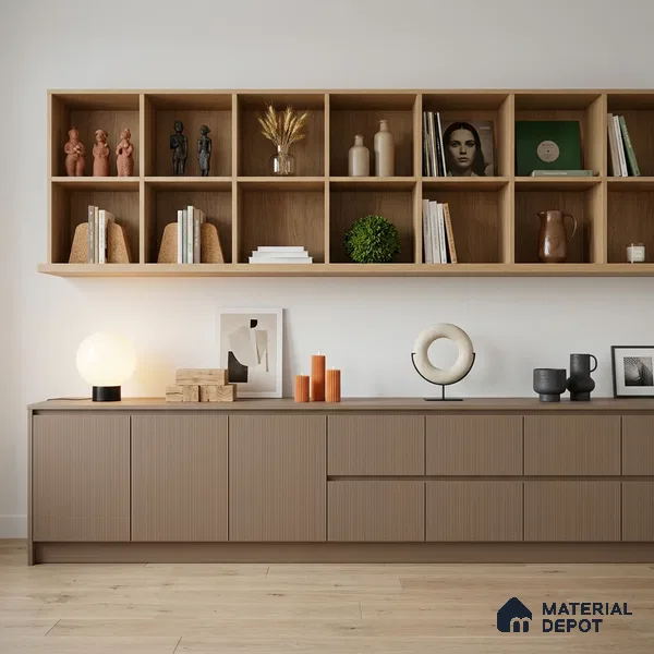 Metallic Beige Brown Fluted Solid Color Look LM 19293 Metallic Beige 8 ft x 4 ft Texture Finish Decorative Laminate - 1 mm | Suitable for TV Unit, Wardrobe, Kitchen Cabinets