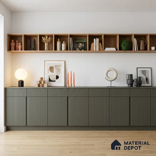 Metallic Seal Brown Fluted Solid Color Look LM 19294 Metallic Seal 8 ft x 4 ft Texture Finish Decorative Laminate - 1 mm | Suitable for TV Unit, Wardrobe, Kitchen Cabinets