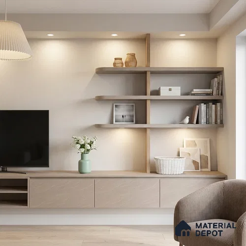 Stone Look LM 19296 Rosegold Carrara 8 ft x 4 ft Texture Finish Decorative Laminate - 1 mm | Suitable for TV Unit, Wardrobe, Kitchen Cabinets