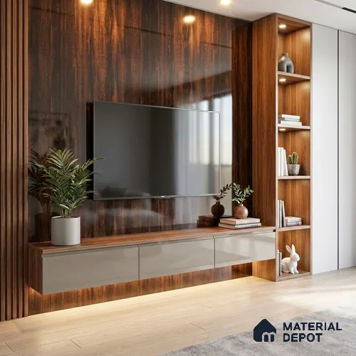 Wooden Look LM 19315 Australian Pine 8 ft x 4 ft Glossy Finish Decorative Laminate - 1 mm | Suitable for TV Unit, Wardrobe, Kitchen Cabinets