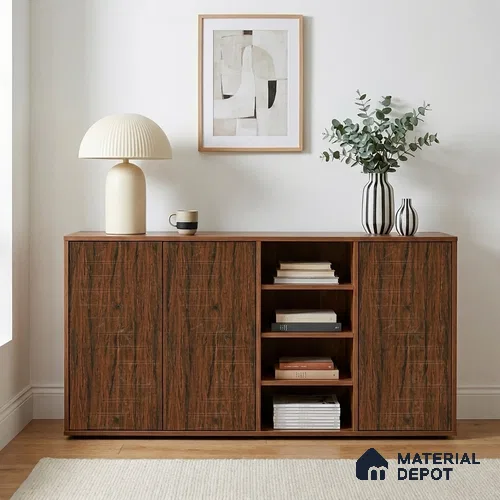 Wooden Look LM 19316 Tropical Wood 8 ft x 4 ft Texture Finish Decorative Laminate - 1 mm | Suitable for TV Unit, Wardrobe, Kitchen Cabinets