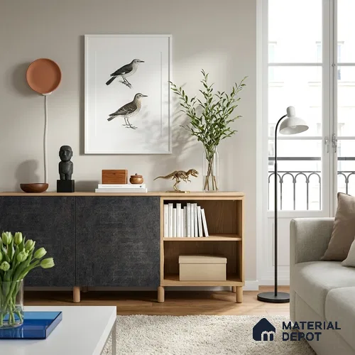 Marble Look LM 19320 Asphalt Concrete 8 ft x 4 ft Texture Finish Decorative Laminate - 1 mm | Suitable for TV Unit, Wardrobe, Kitchen Cabinets