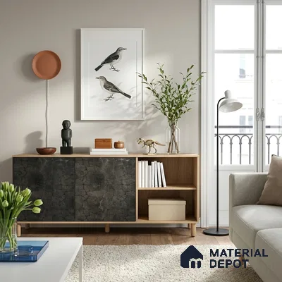 Marble Look LM 19336 Greek Slate 1 8 ft x 4 ft Texture Finish Decorative Laminate - 1 mm | Suitable for TV Unit, Wardrobe, Kitchen Cabinets