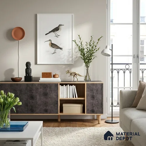 Wooden Look LM 19341 Greek Slate 1 8 ft x 4 ft Texture Finish Decorative Laminate - 1 mm | Suitable for TV Unit, Wardrobe, Kitchen Cabinets