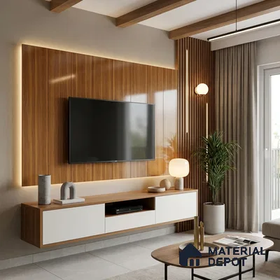 Wooden Look LM 19355 English Juglans 8 ft x 4 ft Glossy Finish Decorative Laminate - 1 mm | Suitable for TV Unit, Wardrobe, Kitchen Cabinets