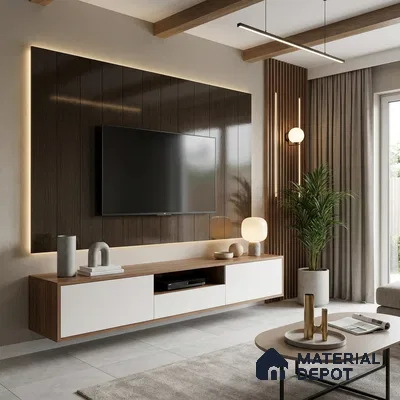 Wooden Look LM 19357 Mongolian Oak 8 ft x 4 ft Glossy Finish Decorative Laminate - 1 mm | Suitable for TV Unit, Wardrobe, Kitchen Cabinets