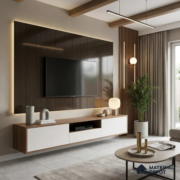 Wooden Look LM 19357 Mongolian Oak 8 ft x 4 ft Glossy Finish Decorative Laminate - 1 mm | Suitable for TV Unit, Wardrobe, Kitchen Cabinets