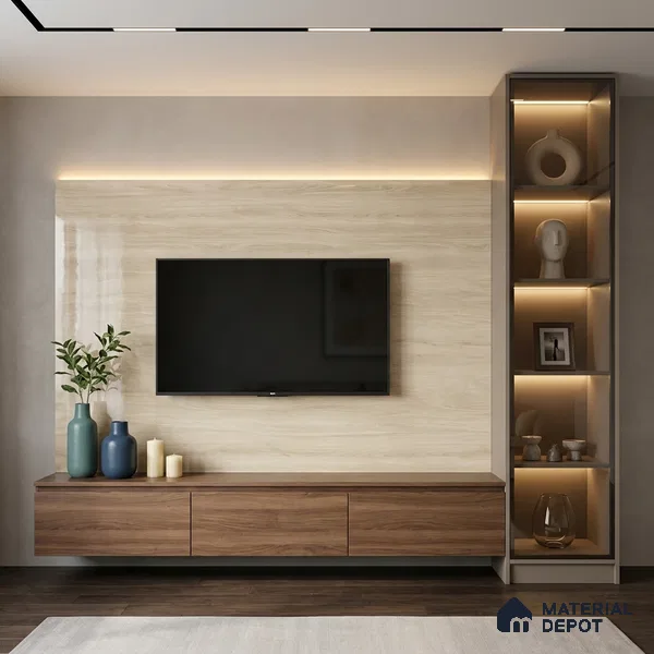 Wooden Look LM 19360 Baraki Walnut 8 ft x 4 ft Glossy Finish Decorative Laminate - 1 mm | Suitable for TV Unit, Wardrobe, Kitchen Cabinets