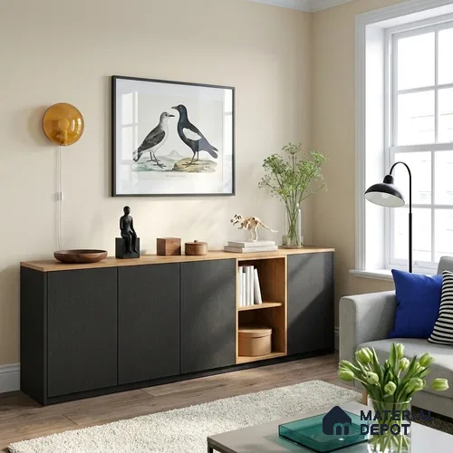 Grey Textured Solid Look LM 20055 8 ft x 4 ft Texture Finish Decorative Laminate - 1 mm | Suitable for TV Unit, Wardrobe, Kitchen Cabinets