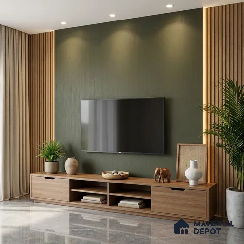 Green Textured Solid Look LM 20068 8 ft x 4 ft Texture Finish Decorative Laminate - 1 mm | Suitable for TV Unit, Wardrobe, Kitchen Cabinets