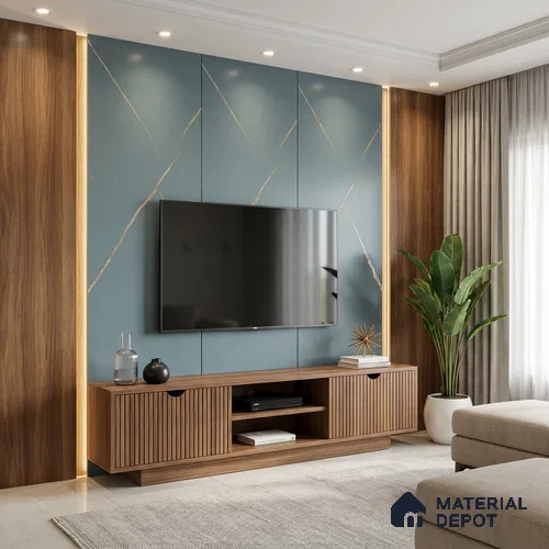 Blue Marble Look LM 20989 8 ft x 4 ft Matte Finish Decorative Laminate - 1 mm | Suitable for TV Unit, Wardrobe, Kitchen Cabinets