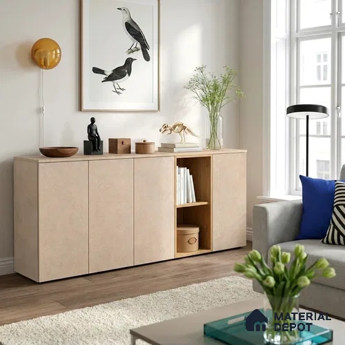 Brown Fabric Look LM 21007 8 ft x 4 ft Texture Finish Decorative Laminate - 1 mm | Suitable for TV Unit, Wardrobe, Kitchen Cabinets