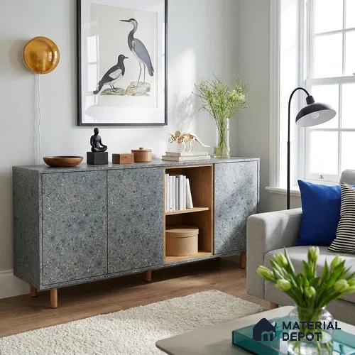 Grey Terrazzo Look LM 21015 8 ft x 4 ft Texture Finish Decorative Laminate - 1 mm | Suitable for TV Unit, Wardrobe, Kitchen Cabinets