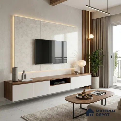 Marble Look LM 21020 8 ft x 4 ft High Gloss Finish Decorative Laminate - 1 mm | Suitable for TV Unit, Wardrobe, Kitchen Cabinets