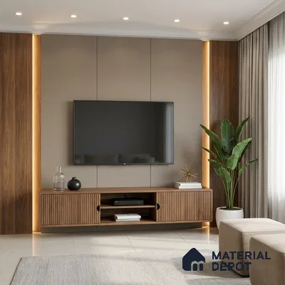 Beige Leather Look LM 21031 8 ft x 4 ft Suede Finish Decorative Laminate - 1 mm | Suitable for TV Unit, Wardrobe, Kitchen Cabinets