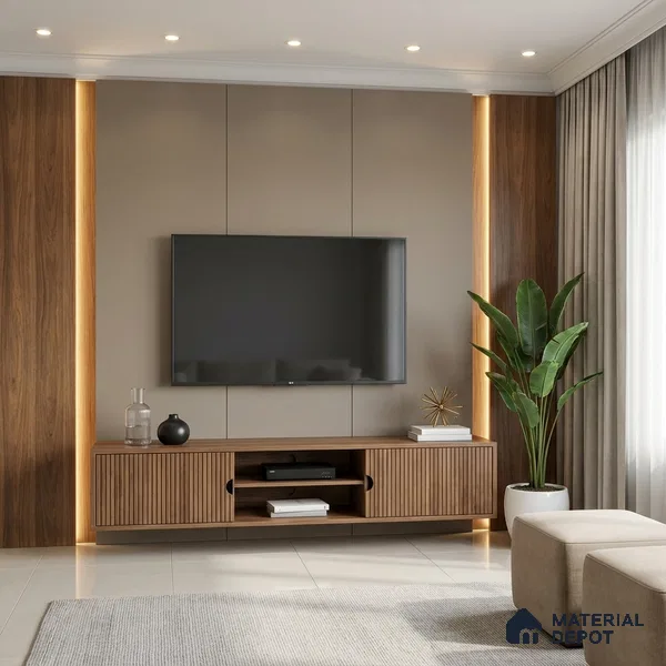 Beige Leather Look LM 21031 8 ft x 4 ft Suede Finish Decorative Laminate - 1 mm | Suitable for TV Unit, Wardrobe, Kitchen Cabinets