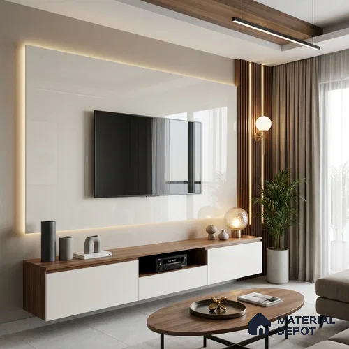 High Gloss Pure White Solid Colors Look LM 23248 8 ft x 4 ft High Gloss Finish 6H Anti Scratch Acrylic Laminate - 1.5 mm | Suitable for Living Room, Kitchen, Office
