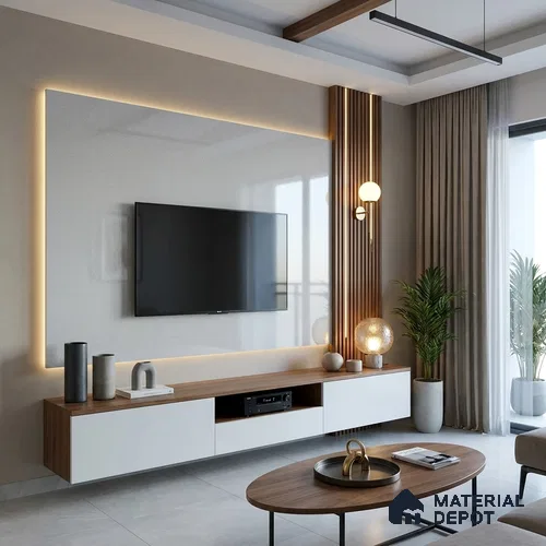 White Sparkle Look LM 23250 White Cameo 8 ft x 4 ft High Gloss Finish 6H Anti Scratch Acrylic Laminate - 1.5 mm | Suitable for Kitchen Cabinet, TV Unit, Wardrobe