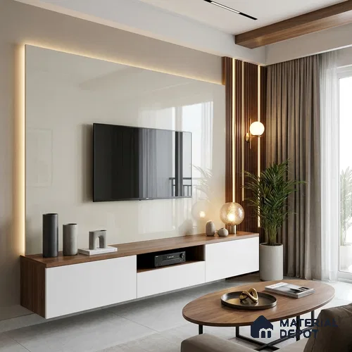 White Sparkle Look LM 23252 Cloud Tint 8 ft x 4 ft High Gloss Finish 6H Anti Scratch Acrylic Laminate - 1.5 mm | Suitable for Kitchen Cabinet, TV Unit, Wardrobe