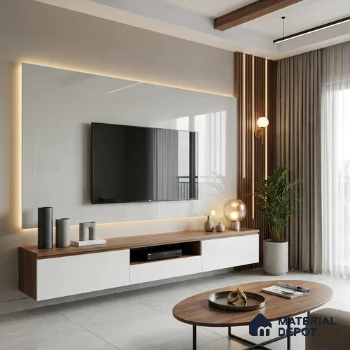 Coral Shell Solid Colors Look LM 23253 8 ft x 4 ft High Gloss Finish 6H Anti Scratch Acrylic Laminate - 1.5 mm | Suitable for Living Room, Kitchen, Office