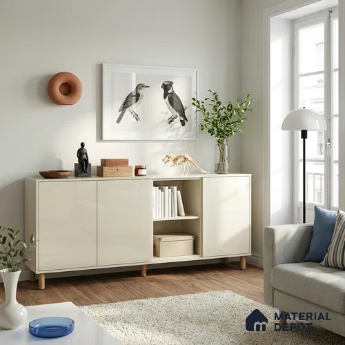 Pure Ivory Solid Colors Look LM 23257 8 ft x 4 ft High Gloss Finish 6H Anti Scratch Acrylic Laminate - 1.5 mm | Suitable for Living Room, Kitchen, Office