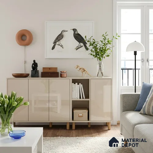 White Solid Colors Look LM 23258 Pale Pearl 8 ft x 4 ft High Gloss Finish 6H Anti Scratch Acrylic Laminate - 1.5 mm | Suitable for Living Room, Kitchen, Office