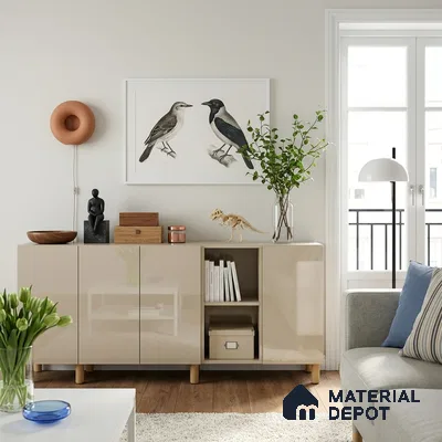 Sunny Sand Solid Colors Look LM 23259 8 ft x 4 ft High Gloss Finish 6H Anti Scratch Acrylic Laminate - 1.5 mm | Suitable for Living Room, Kitchen, Office