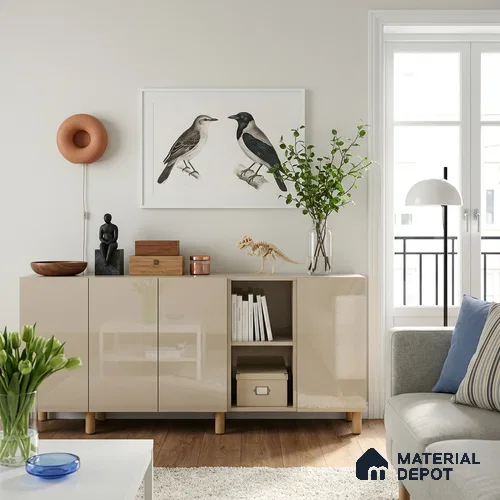 Sunny Sand Solid Colors Look LM 23259 8 ft x 4 ft High Gloss Finish 6H Anti Scratch Acrylic Laminate - 1.5 mm | Suitable for Living Room, Kitchen, Office