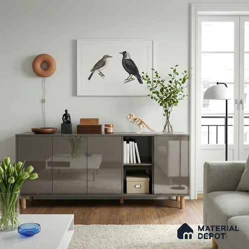 Grey Sparkle Look LM 23261 Smog 8 ft x 4 ft High Gloss Finish 6H Anti Scratch Acrylic Laminate - 1.5 mm | Suitable for Kitchen Cabinet, TV Unit, Wardrobe