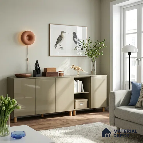 Eggshell Grey Solid Colors Look LM 23263 8 ft x 4 ft High Gloss Finish 6H Anti Scratch Acrylic Laminate - 1.5 mm | Suitable for Living Room, Kitchen, Office